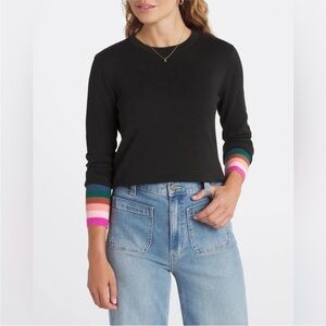 Sugarhill Brighton Rita Crewneck Sweater With Striped Cuff